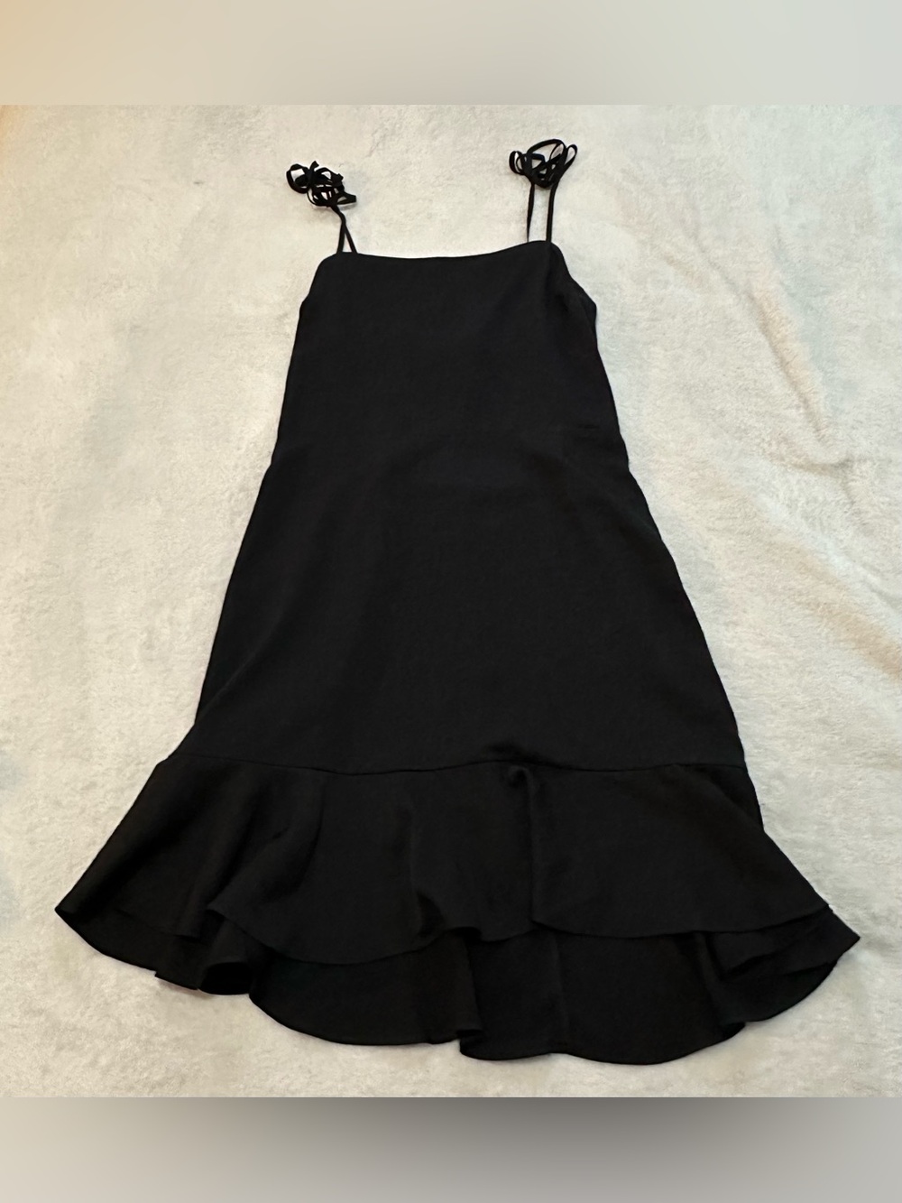 Express Black Tie Strap Smocked Back Ruffle Hem Mini Sundress Women Size Medium